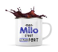 Otshirt Tasse Métal Mon Milo C'est le plus fort - Mug - Idée Tasse Personnalisable en Métal Cadeau Anniversaire Camping Fête Original Famille Travail Départ Collègue Retraite Noël.
