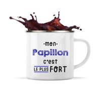 Otshirt Tasse Métal Mon Papillon C'est le plus fort - Mug - Idée Tasse Personnalisable en Métal Cadeau Anniversaire Camping Fête Original Famille Travail Départ Collègue Retraite Noël.