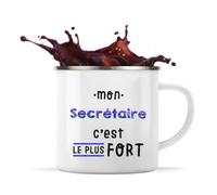 Otshirt Tasse Métal Mon Secretaire C'est le plus fort - Mug - Idée Tasse Personnalisable en Métal Cadeau Anniversaire Camping Fête Original Famille Travail Départ Collègue Retraite Noël.