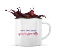 Otshirt Tasse Métal Une Journee Ca Passe Vite - Mug - Idée Tasse Personnalisable en Métal Cadeau Anniversaire Fête Original Famille Travail Départ Collègue Retraite Noël. - Violet&Rose - 2
