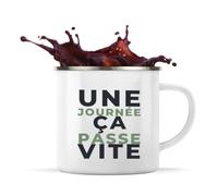 Otshirt Tasse Métal Une Journee Ca Passe Vite - Mug - Idée Tasse Personnalisable en Métal Cadeau Anniversaire Fête Original Famille Travail Départ Collègue Retraite Noël. - Bleu&Vert - 1