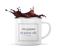 Otshirt Tasse Métal Une Journee Ca Passe Vite - Mug - Idée Tasse Personnalisable en Métal Cadeau Anniversaire Fête Original Famille Travail Départ Collègue Retraite Noël. - Bleu&Violet - 3