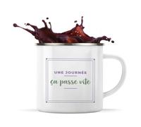 Otshirt Tasse Métal Une Journee Ca Passe Vite - Mug - Idée Tasse Personnalisable en Métal Cadeau Anniversaire Fête Original Famille Travail Départ Collègue Retraite Noël. - Violet&Vert - 3