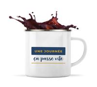 Otshirt Tasse Métal Une Journee Ca Passe Vite - Mug - Idée Tasse Personnalisable en Métal Cadeau Anniversaire Fête Original Famille Travail Départ Collègue Retraite Noël. - Bleu&Jaune - 4
