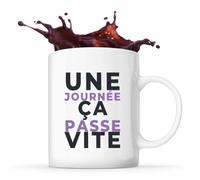 Otshirt Tasse Une Journee Ca Passe Vite - Mug - Idée Tasse Personnalisable Cadeau Anniversaire Fête Original Famille Travail Départ Collègue Retraite Noël. - Bleu&Violet - 1