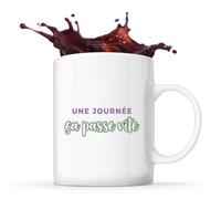 Otshirt Tasse Une Journee Ca Passe Vite - Mug - Idée Tasse Personnalisable Cadeau Anniversaire Fête Original Famille Travail Départ Collègue Retraite Noël. - Violet&Vert - 2
