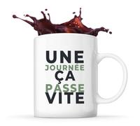 Otshirt Tasse Une Journee Ca Passe Vite - Mug - Idée Tasse Personnalisable Cadeau Anniversaire Fête Original Famille Travail Départ Collègue Retraite Noël. - Bleu&Vert - 1