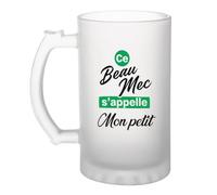 Otshirt Verre à Bière Ce beau mec sappelle Mon petit - Beer Glass - Idée Chope de Bière Cadeau Anniversaire Fête Original Famille Travail Départ Collègue Retraite Noël.