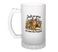 Otshirt Verre à Bière Juste un gars qui aime être brasseur | Chope Givrée Verre Trempé 470 ml à Anse Recto Verso, Apéro Bar Bistrot Match, Idée Cadeau Fête des Pères Noël