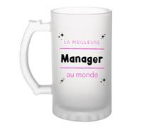 Otshirt Verre à Bière La meilleure Manager au monde 2 - Beer Glass - Idée Chope de Bière Cadeau Anniversaire Fête Original Famille Travail Départ Collègue Retraite Noël.