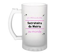 Otshirt Verre à Bière La meilleure Secretaire de Mairie au monde 2 - Beer Glass - Idée Chope de Bière Cadeau Anniversaire Fête Original Famille Travail Départ Collègue Retraite Noël.
