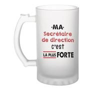 Otshirt Verre à Bière Ma Secretaire de direction C'est la plus forte - Beer Glass - Idée Chope de Bière Cadeau Anniversaire Fête Original Famille Travail Départ Collègue Retraite Noël.