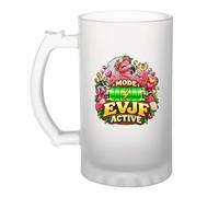 Otshirt Verre à Bière Mode EVJF activé | Chope Givrée Verre Trempé 470 ml à Anse Recto Verso | Apéro Bar Bistrot Match | Idée Cadeau Fête des Pères Noël