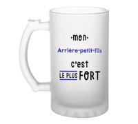 Otshirt Verre à Bière Mon Arrière-petit-fils C'est le plus fort - Beer Glass - Idée Chope de Bière Cadeau Anniversaire Fête Original Famille Travail Départ Collègue Retraite Noël.
