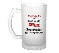 Otshirt Verre à Bière Priorite N1 dans ma vie C'est ma Secretaire de direction - Beer Glass - Idée Chope de Bière Cadeau Anniversaire Fête Original Famille Travail Départ Collègue Retraite Noël.