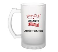 Otshirt Verre à Bière Priorite N1 dans ma vie C'est mon Arrière-petit-fils - Beer Glass - Idée Chope de Bière Cadeau Anniversaire Fête Original Famille Travail Départ Collègue Retraite Noël.