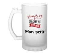 Otshirt Verre à Bière Priorite N1 dans ma vie C'est mon Mon petit - Beer Glass - Idée Chope de Bière Cadeau Anniversaire Fête Original Famille Travail Départ Collègue Retraite Noël.