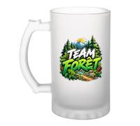 Otshirt Verre à Bière Team forêt | Chope Givrée Verre Trempé 470 ml à Anse Recto Verso | Apéro Bar Bistrot Match | Idée Cadeau Fête des Pères Noël