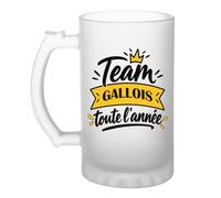 Otshirt Verre à Bière Team Gallois Toute l'Année - Beer Glass - Idée Chope de Bière Cadeau Anniversaire Fête Original Famille Travail Départ Collègue Retraite Noël.