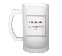 Otshirt Verre à Bière Une Journee Ca Passe Vite - Beer Glass - Idée Chope de Bière Cadeau Anniversaire Fête Original Famille Travail Départ Collègue Retraite Noël. - Bleu&Violet - 3