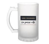 Otshirt Verre à Bière Une Journee Ca Passe Vite - Beer Glass - Idée Chope de Bière Cadeau Anniversaire Fête Original Famille Travail Départ Collègue Retraite Noël. - Bleu&Marron - 4