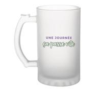Otshirt Verre à Bière Une Journee Ca Passe Vite - Beer Glass - Idée Chope de Bière Cadeau Anniversaire Fête Original Famille Travail Départ Collègue Retraite Noël. - Violet&Vert - 2