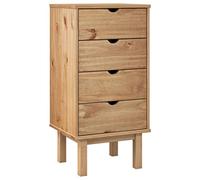 OTTA Armoire à tiroirs en bois massif de pin 45 x 39 x 90 cm avec 4 tiroirs, commode de rangement pour salon, chambre à coucher, couloir, peu encombrant, étagère stable, style scandinave
