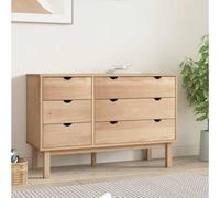 OTTA Commode à 6 tiroirs en pin massif 111 x 43 x 73,5 cm | Design scandinave, 6 tiroirs spacieux, plateau supérieur robuste, montage flexible à gauche ou à droite, avec