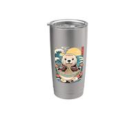 Otter Bol à ramen japonais Motif vagues de l'océan Gobelet isotherme en acier inoxydable double paroi