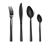 OTTO KONING Leipzig - Set Couverts de Table Noir Inox 32 Pièces 8 Personnes | Acier inoxydable plaqué titane noir, fini poli miroir, résistant corrosion, ergonomique, compatible lave-vaisselle