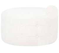 Ottoman 30 x 55 cm Rond à Capitons en Velours Blanc Bouclé Rembourré Chic Tampa