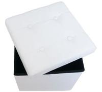Ottoman avec Espace de Stockage, Banc Pliant, Finition piquée et capitonnée, 38 x 38 x 38 cm, Blanc, Charge maximale: 150 kg Blanc G