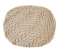 Ottoman Beige en Coton 50 x 35 cm Moelleux pour Chambre ou Salon Rond Boho Prien