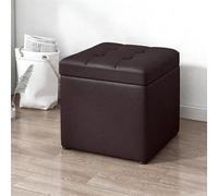 Ottoman de rangement en cuir, tabouret à chaussures de rangement cube, coussin rembourré confortable, tabouret de vanité, adapté aux salons, chambres à coucher, dortoirs et petits espaces Brown