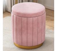 Ottoman de Rangement Rond en Velours avec Couvercle Amovible, Tabouret Champignon pour Salon, Chambre à Coucher Salle de Maquillage, Repose-Pieds Polyvalent Chaise de Coiffeuse