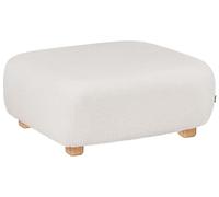Ottoman Moderne en Bouclé Rectangulaire Pouf Modulable Pieds en Bois Blanc Cassé Amli