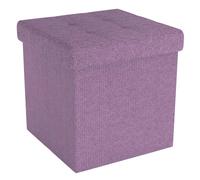 Intirilife Pouf Pliable 30x30x30 cm en Rose - Cube de siège avec Couvercle et Espace de Rangement en Tissu avec Creux - Sitzcube Repose-Pieds Pliable Boîte de Rangement Coffre Pouf