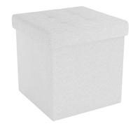 Intirilife Pouf Pliable 30x30x30 cm en Blanc - Cube de siège avec Couvercle et Espace de Rangement en Tissu avec Creux - Sitzcube Repose-Pieds Pliable Boîte de Rangement Coffre Pouf