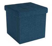 Intirilife Pouf Pliable 30x30x30 cm en Bleu - Cube de siège avec Couvercle et Espace de Rangement en Tissu avec Creux - Sitzcube Repose-Pieds Pliable Boîte de Rangement Coffre Pouf