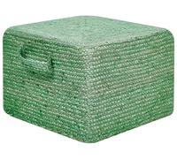 Ottoman Vert en Jute 45 x 45 x 30 cm Moelleux pour Chambre ou Salon à Anses Dhad