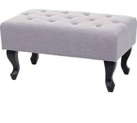 Ottomane Chesterfield, pouf repose-pieds tabouret, imperméable tissu/textile 39x77x47cm ~ gris