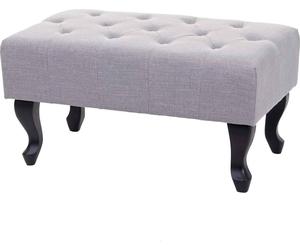 Ottomane Chesterfield, pouf repose-pieds tabouret, imperméable tissu/textile 39x77x47cm ~ gris