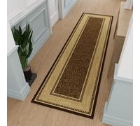 Ottomanson Tapis de couloir collection Ottohome dos en caoutchouc avec bordure style contemporain 80 cm x 300 cm marron