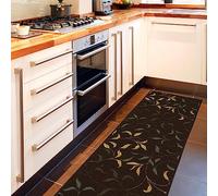 Ottomanson Tapis de couloir collection Ottohome dos en caoutchouc motif feuilles style contemporain 57 cm x 210 cm marron