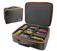 otuiaim Caisse à Outils Mallette Rangement Batteries Chargeur Accessoires | Porte Outils Électrique, Sac Portable avec Séparateurs Réglables, Imperméable Antipoussière Anti Choc, 38,5x32x10cm