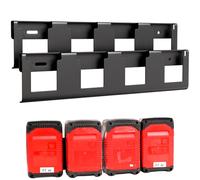 otuiaim Support Mural compatible avec Einhell Power X-Change 18 V et 36 V | 2 Unités - Support en Acie pour 4 Batteries d’outils, Organisateur de Rangement Boite Montage sur Panneaux Perforés et Murs