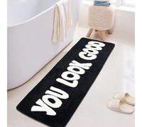 Oturgor You Look Good Tapis de couloir noir long tapis de bain décoration amusante pour baignoire, chambre à coucher et douche, 50,8 x 152,4 cm