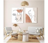 OTURRI Minimaliste Ligne Portrait Corps Visage Toile tableau Peinture Géométrique Murale Art Abstrait Nordique Affiches Tableaux Salon Decoration À La Maison 30x50cmx2 Sans Cadre