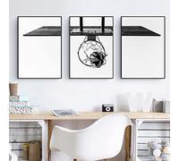 OTURRI Panier De Basket Affiches Et Gravures Amoureux De Basket-Ball Noir Blanc Murale Art Tableaux Tableaux Art Toile tableau Peinture Chambre D'ado Decoration Murale 40x60cmx3 Sans Cadre