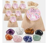 Otuuz Pierres Porte-Bonheur pour Enfants avec Sac en Jute Étiquette Pierres Porte-Bonheur Colorées Petit Cadeau d'Anniversaire pour Enfants(12,Licorne)